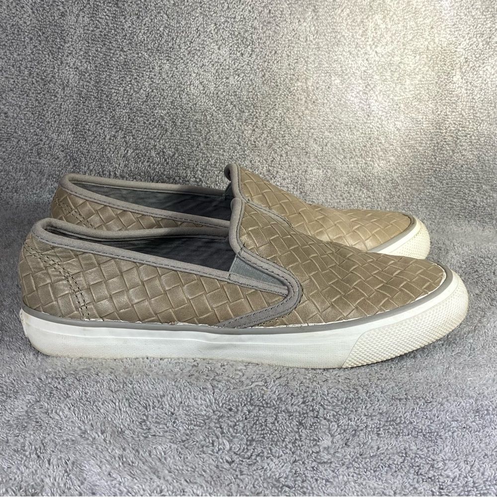 Sperry Shoes Womens Size 7.5 Gray‎ Seaside Emboss Weave Slip On STS82592